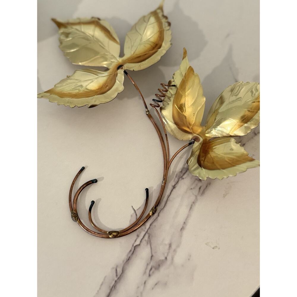 Vintage Home Interiors Wall Leaves Decor Metal Set Of 2